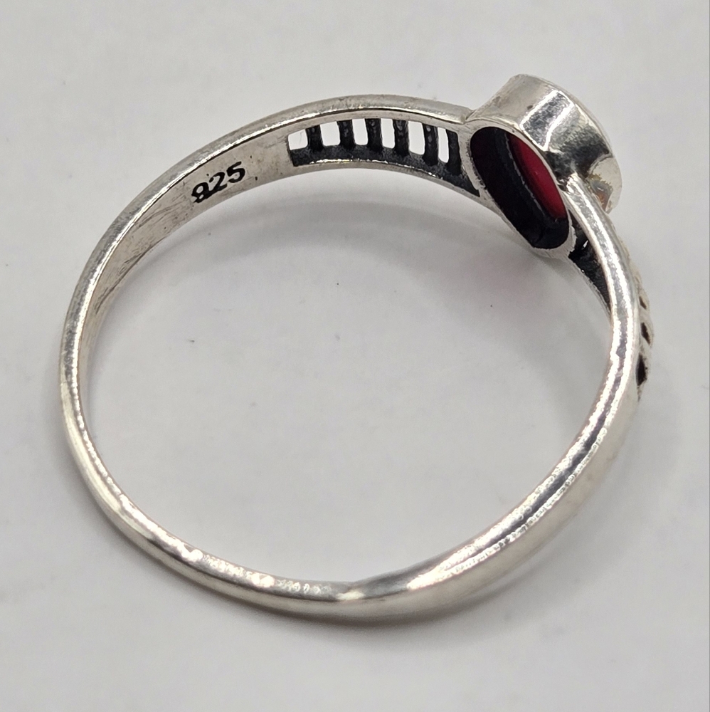 Adorable Dainty Sterling Silver Ring with Ruby Stone